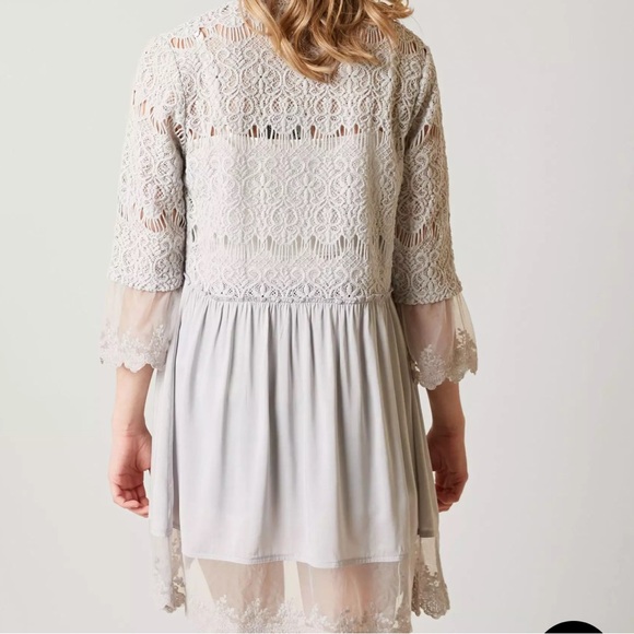BKE Boutique Chiffon Lace overlay Flyaway Cardigan. Size XSmall Glacier … - Picture 13 of 14